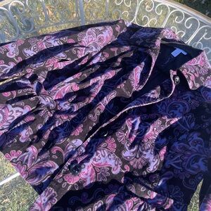 Charter Club Black Jacket with Purple and Pink Paisley
